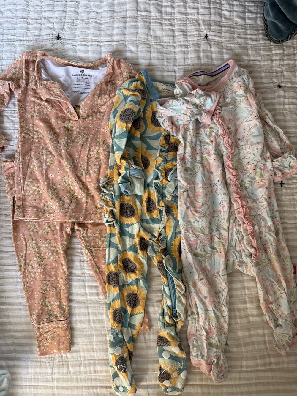Magnetic Me Girls Pajama Set - Pink Floral, Yellow Sunflower, Cream Floral